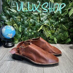 Hilos Buckle Rustic Leather Slip On Mules Women’s 8.5 Minimalist Quiet Luxury